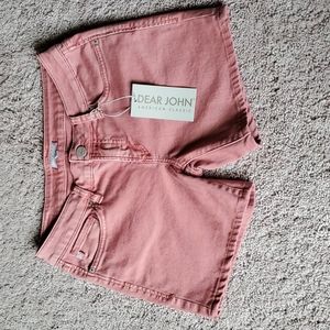 New Dear John 5 inch mid rise crimson glow red denim shorts